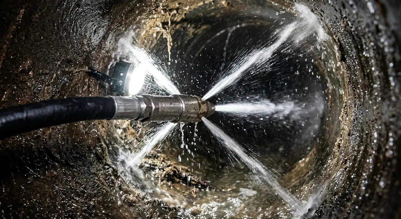 High-pressure hydro jetting nozzle cleaning sewer pipe for Storm Drain Cleaning in Twin Falls